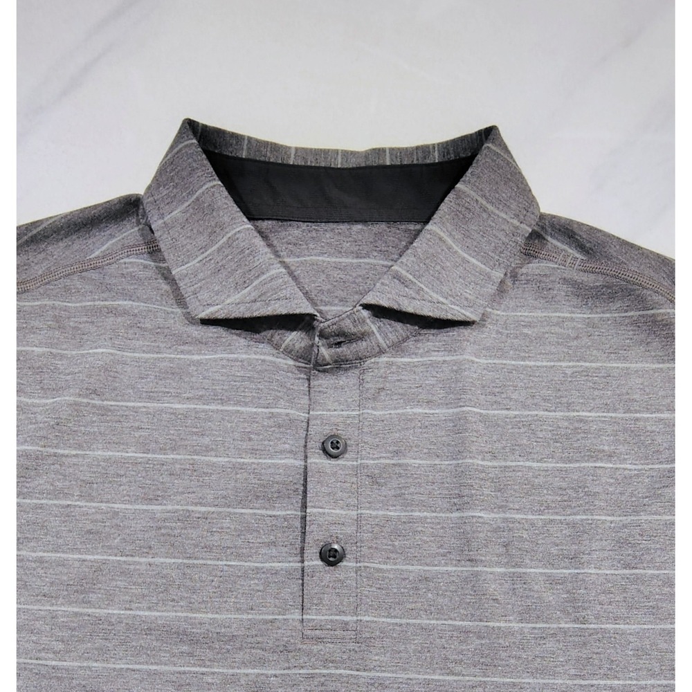 Lululemon Evolution Polo Shirt L Heathered Gray Stretch Performance Golf Men's - Picture 5 of 11